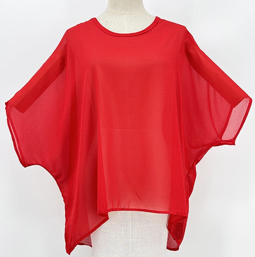Chiffon Overtop With Back Split - Red