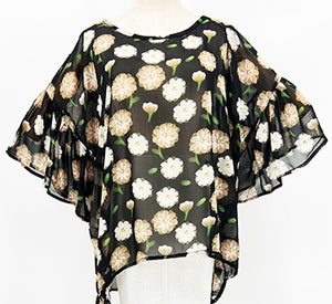 Chiffon Flower Overtop - Black Floral