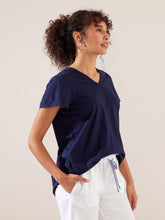 Load image into Gallery viewer, Frill Sleeve Tee - Navy
