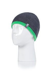 Kids Flat Knit Hat & Gloves - Charcoal/Green