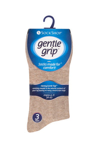 Gentle Grip 3Pk - Brown Mixed Mens Sock