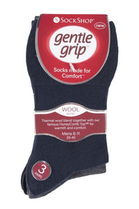 Gentle Grip 3PK - Black Mens Wool Blend Socks