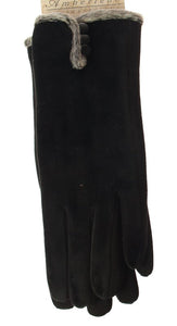 Velvet Glove With Fur Trim